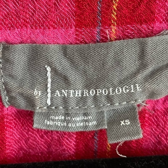 Anthropologie Isadora Pink Plaid Flannel Top, Size XS - Picture 8 of 10